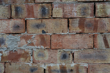 Old brick wall. Red brick wall. Red brick texture