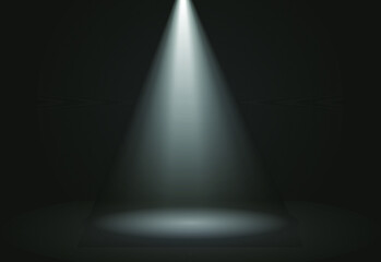 Spotlight on stage from top black background vector 