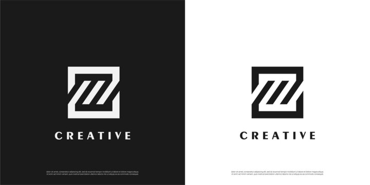 letter M, ZM, MZ logo line design, Minimalist M, ZM, MZ initial based vector icon