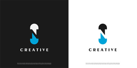 letter N logo negative space design, Minimalist N initial based vector icon