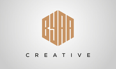 letters BYAA creative polygon hexagon logo victor template	