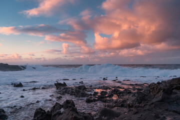 El Puertillo colorful seascape at sunset. Arucas. Gran Canaria. Canary Islands