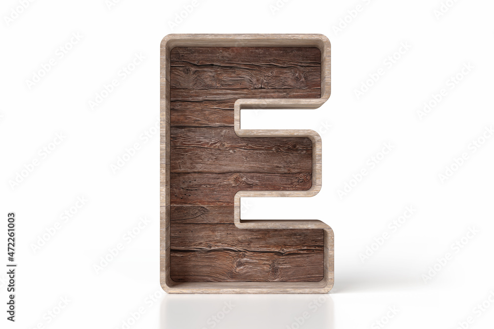 Poster rustic style wooden font collection letter e. suitable for composing advertising headlines in a rust