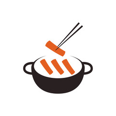 Tteokbokki Noodle vector. Korean food. Spicy rice cake. Tteokbokki logo design.