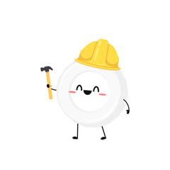 White blood cell character design. White blood cell vector. free space for text. Safety helmet.