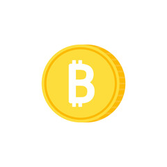 Bitcoin logo design. Gold bitcoin vector. Bitcoin stack on white background.
