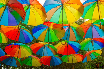 Fototapeta na wymiar MARMARIS, TURKEY: Colorful umbrellas background.