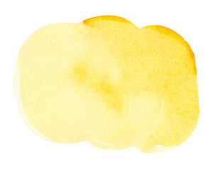 Yellow watercolor festive design template in the form of a cloud with a paper texture. - 472261817