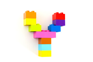 Colorful toy brick letter Y