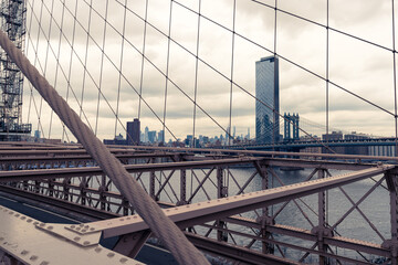 Spectacular view of the Brooklyn Bridge in New York