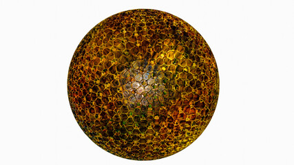 sphere with cutouts and holes on a white background. 3d render illustration