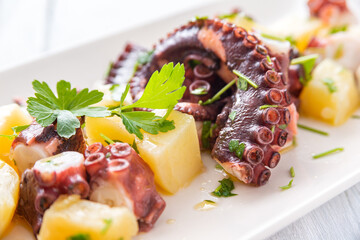 Deliziosa insalata di polpo e patate, antipasto Italiano 