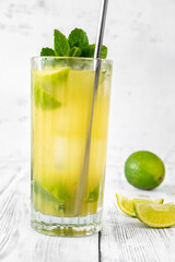 Glass of pineapple mojito