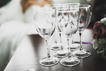 Luxury glasses with champagne on the table