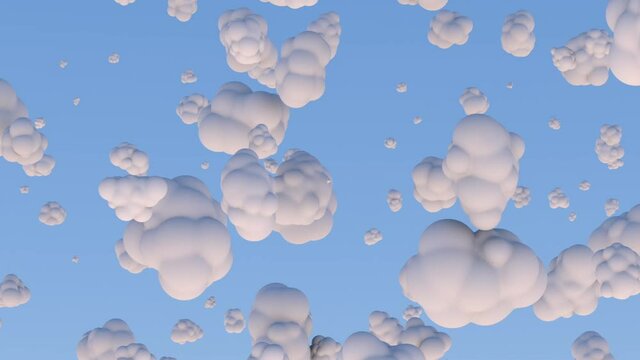 Fabulous summer clouds rise very slowly from the bottom up against the blue sky. Dreams of children.