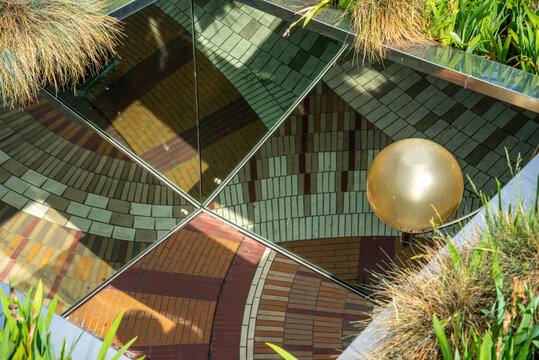 Artistic atrium of a pedestrian underpath in La Defense district in Paris