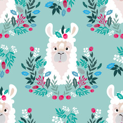 Obraz premium Christmas lama pattern 1
