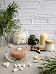 Butter cookies and cocoa. New Year's composition