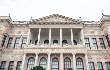 Front view of the palace built during the Ottoman period. Ottoman palaces in Istanbul.
