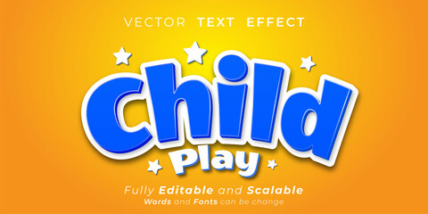 Fototapeta na wymiar Editable text effect - Child play text 3d style concept