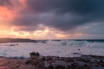 El Puertillo colorful seascape at sunset. Arucas. Gran Canaria. Canary Islands