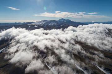 volcano in the Kamchatka territory top view