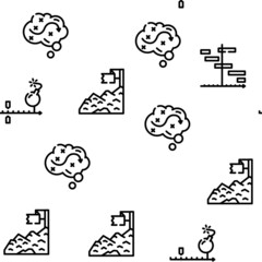 Planning Startup Project Strategy Vector Seamless Pattern Thin Line Illustration