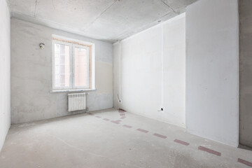interior of the apartment without decoration in gray colors