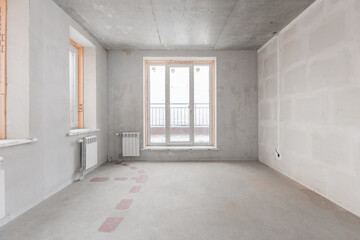 interior of the apartment without decoration in gray colors