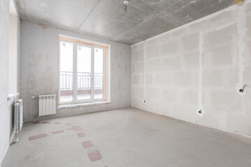 interior of the apartment without decoration in gray colors