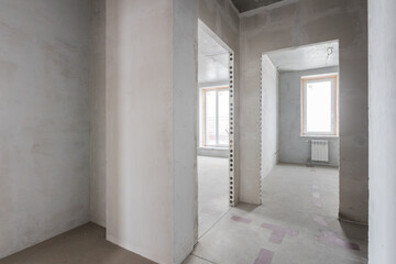 interior of the apartment without decoration in gray colors