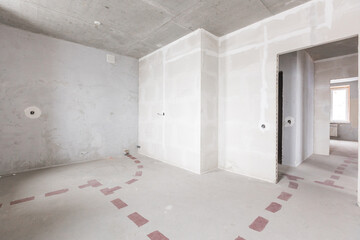 interior of the apartment without decoration in gray colors