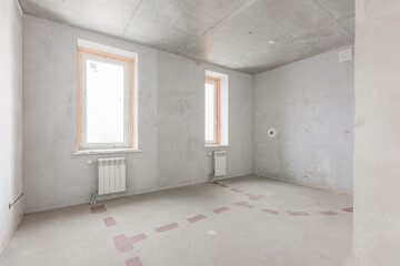 interior of the apartment without decoration in gray colors