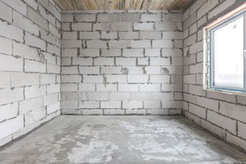 interior of the apartment without decoration in gray colors