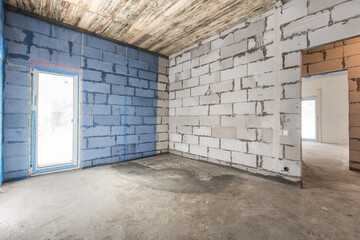 interior of the apartment without decoration in gray colors