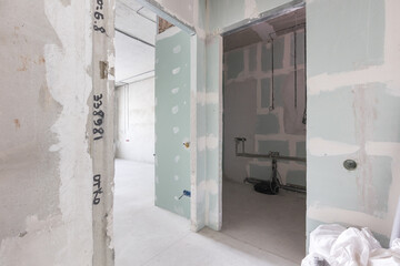 interior of the apartment without decoration in gray colors