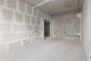 interior of the apartment without decoration in gray colors