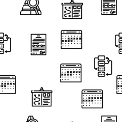 Planning Startup Project Strategy Vector Seamless Pattern Thin Line Illustration