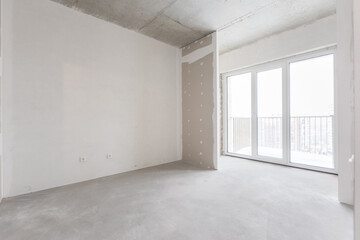 interior of the apartment without decoration in gray colors