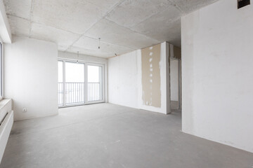 interior of the apartment without decoration in gray colors