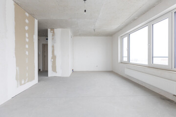 interior of the apartment without decoration in gray colors