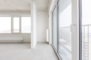 interior of the apartment without decoration in gray colors