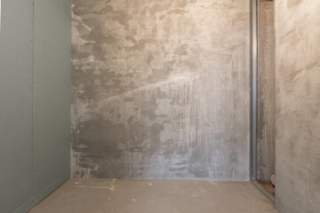 interior of the apartment without decoration in gray colors