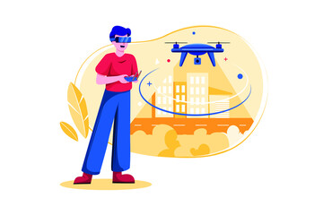 Drone Technology Illustration concept. Flat illustration isolated on white background.