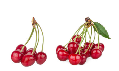 Sweet cherry fruits isolated on a white background