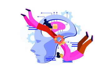 Machine Learning Illustration concept. Flat illustration isolated on white background.