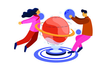 Hologram Projection Illustration concept. Flat illustration isolated on white background.