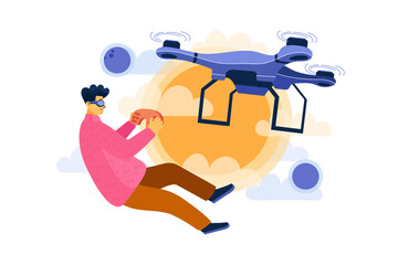 Drone Technology Illustration concept. Flat illustration isolated on white background.