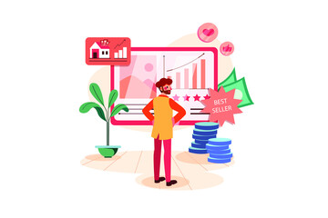 Sales Employees Looking At Product Sales Grown By Marketing