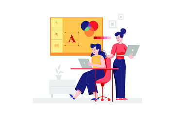 Graphic Designer Illustration concept. Flat illustration isolated on white background.